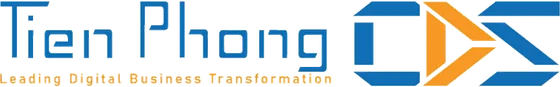 Logo Tien Phong CDS: chữ Tien Phong màu xanh dương bên cạnh biểu tượng CDS.
